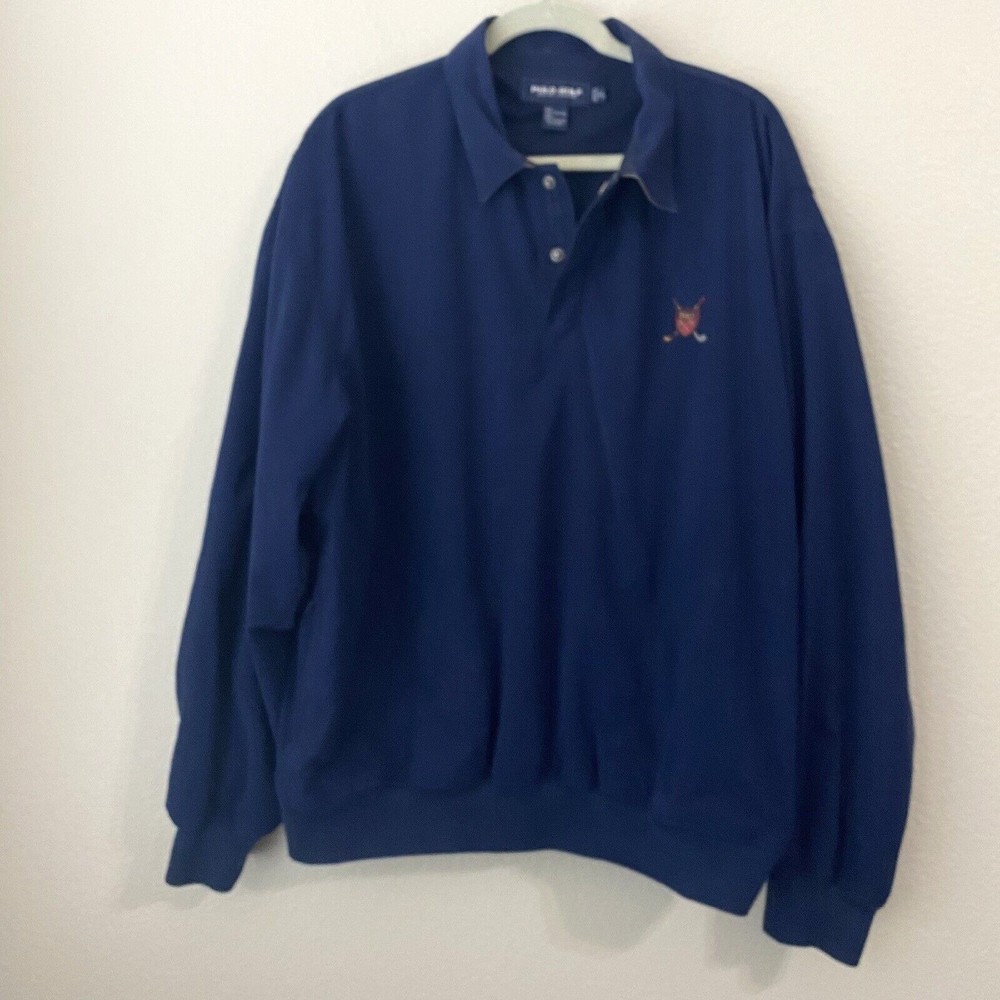 Polo Golf Ralph Lauren Mens Pullover Sweater  1/4 Button Collard Size XL Crest